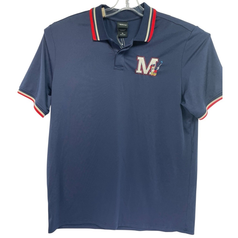 Disney Polo Sz XL Mickey Golfing Embroidered Navy Blue Polo Shirt (H20)‎ EUC